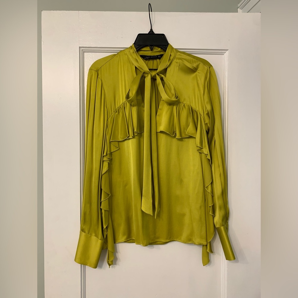 ZARA tie neck silky Blouse